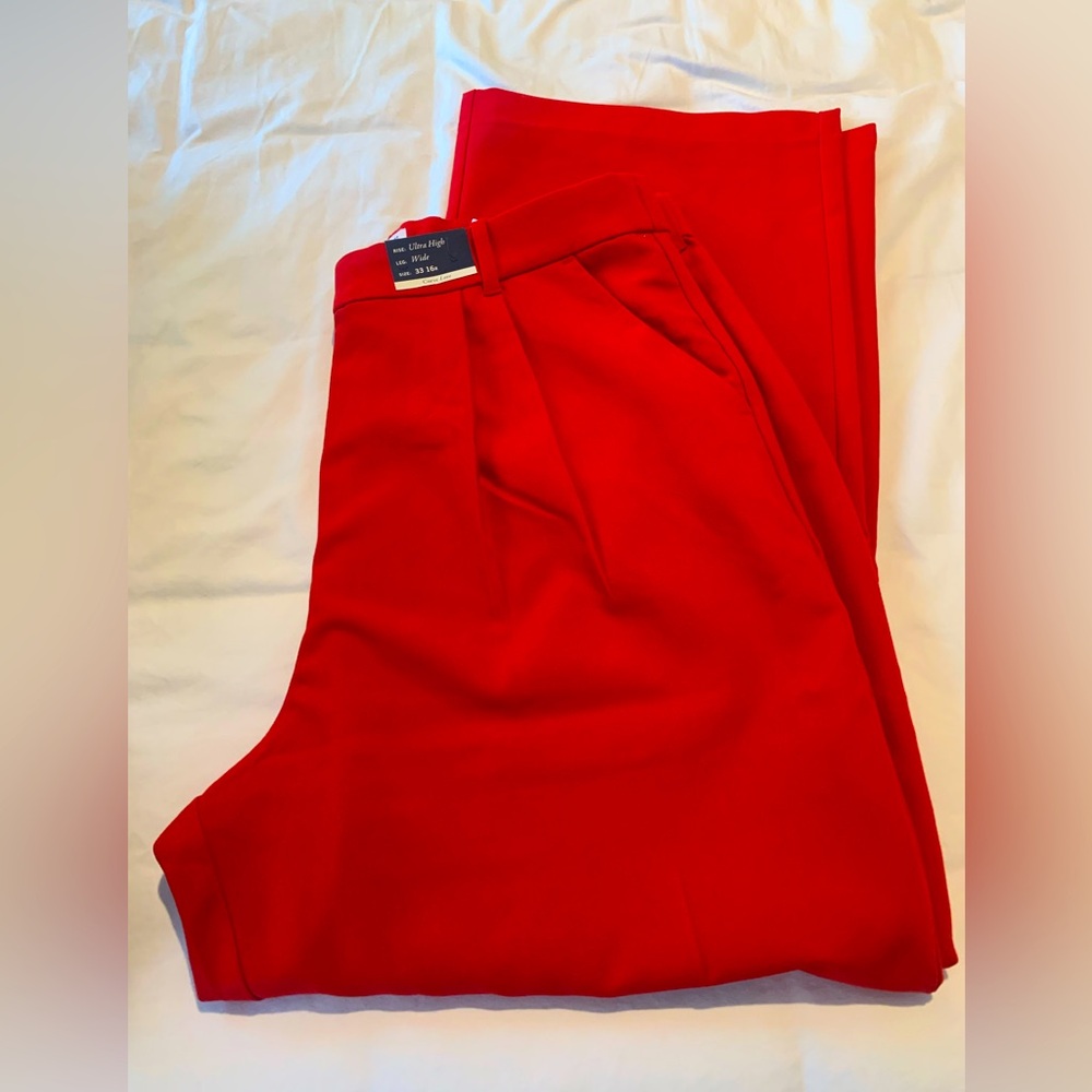 NWT - Abercrombie Curve Love Ultra High Wide-leg Sloane Tailored Pants - Red